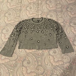 Express leopard-print bell-sleeve sweater